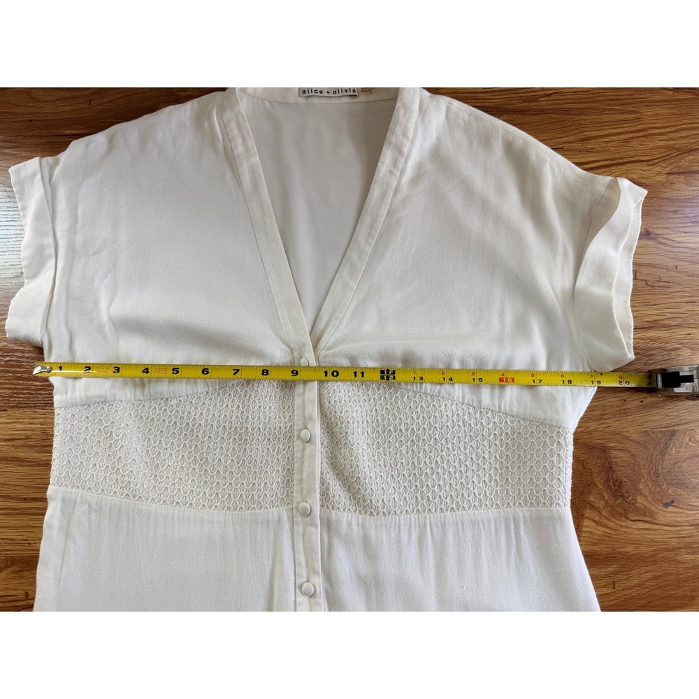 Alice + Olivia White Crochet Waist Tiered Mini Dress Size 0 - Picture 5 of 13